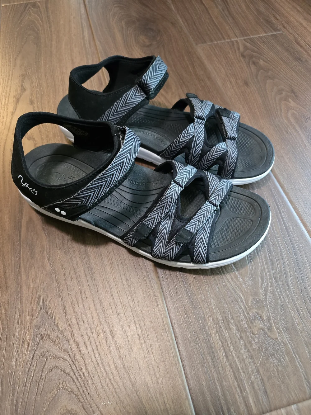 Ryka Men's Black & Gray Patterned Sport Sandals
